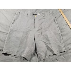 J. Hilburn Shorts Mens 38x10 Gray Chino Casual‎ Preppy Linen Blend Oxford